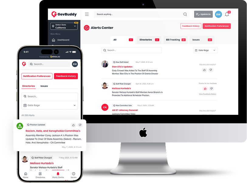 GovBuddy Approach alert center interface